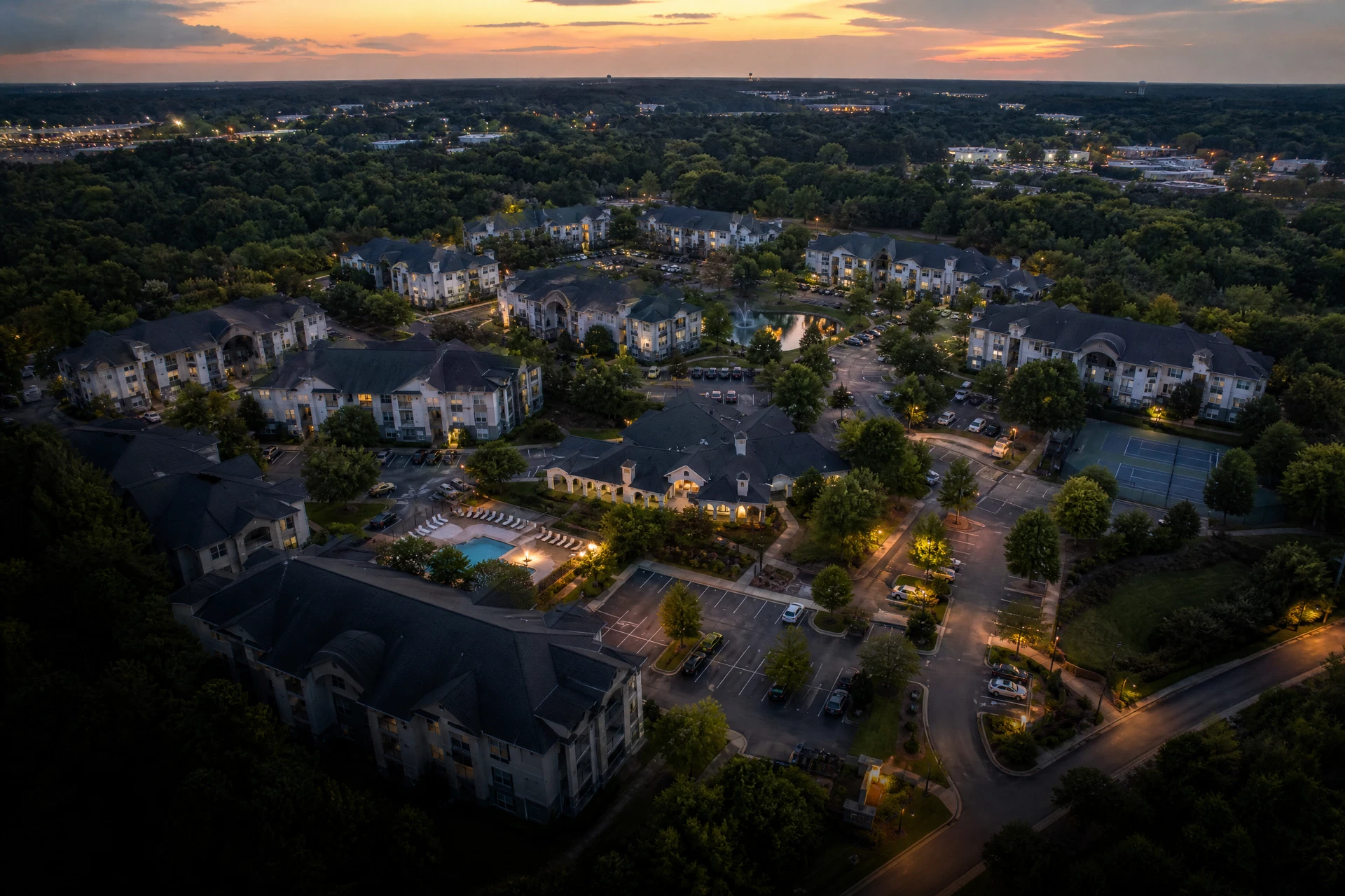 Aerial view of a multifamily asset