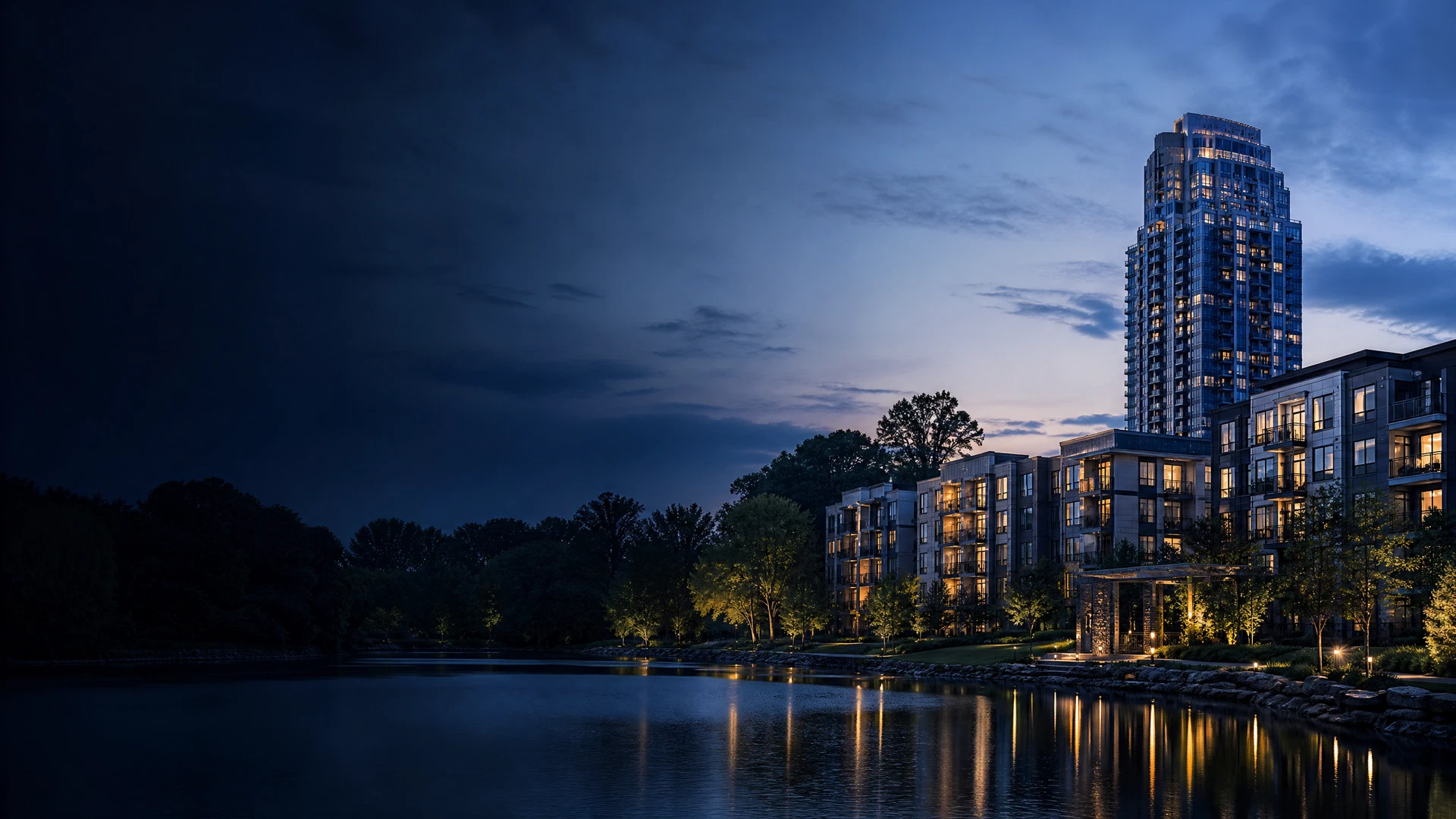 Twilight view of the East Ponce Village multifamily asset